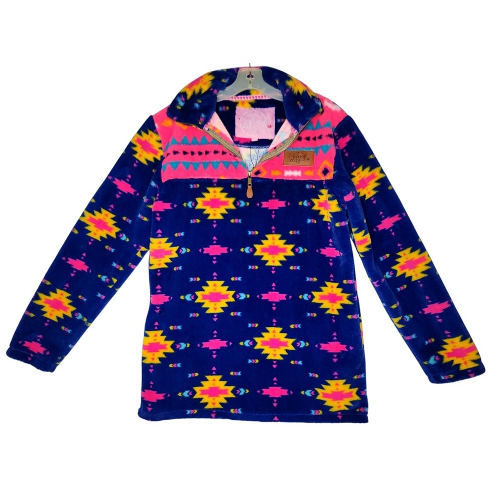 Country Fried Chic Womens M Medium Aztec Fleece Jacket Quarter 1/4 Zip Pullover